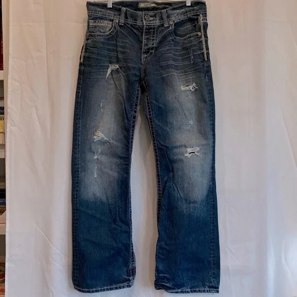 Men's BKE Denim Justin Distressed Button Fly Jeans Waist 34 - Picture 2 of 10